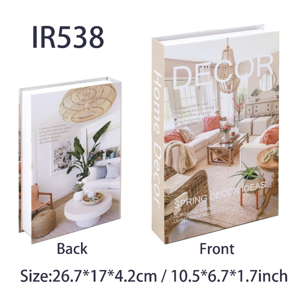 Faux livre décoratif boîte de rangement style nordique, couverture Home Decor, photo de salon printanier en tons beige et rose (vue 27) - Nesty