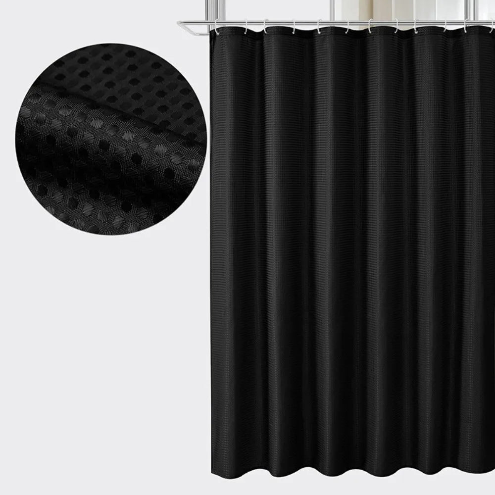Rideau de douche gaufré en polyester imperméable, uni et anti-moisissure - Nesty (vue 10)
