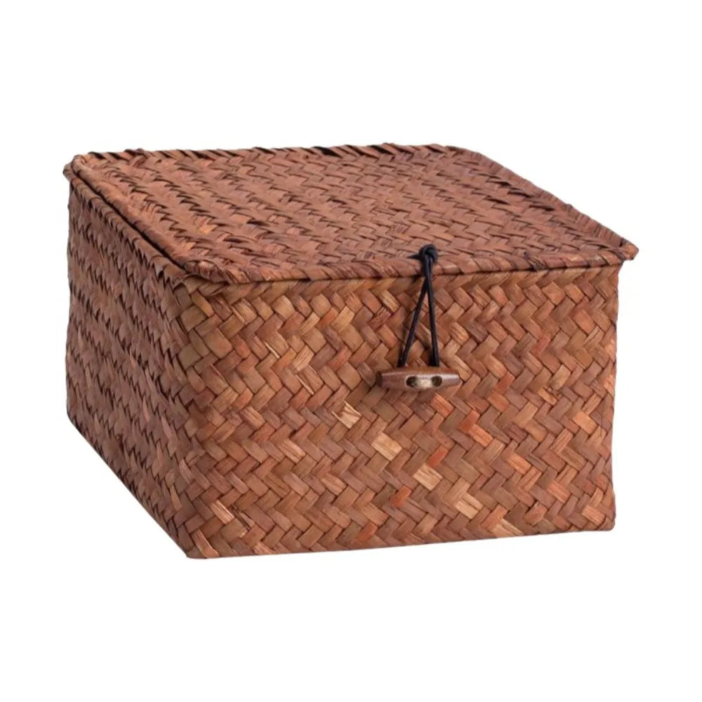 Boîte de rangement tressée en jonc de mer avec couvercle, plusieurs tailles - Nesty (vue 7)