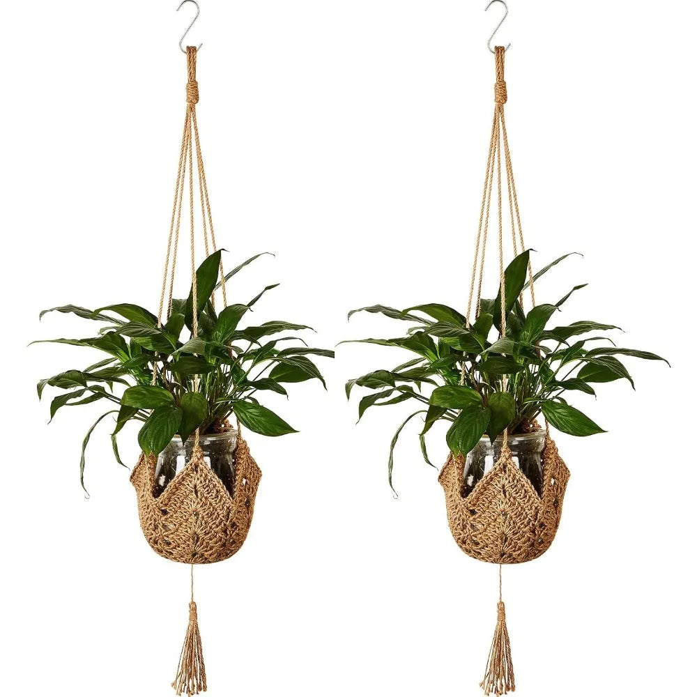 Suspension macramé en corde de jute pour plantes, lot de 2 - Nesty (vue 1)