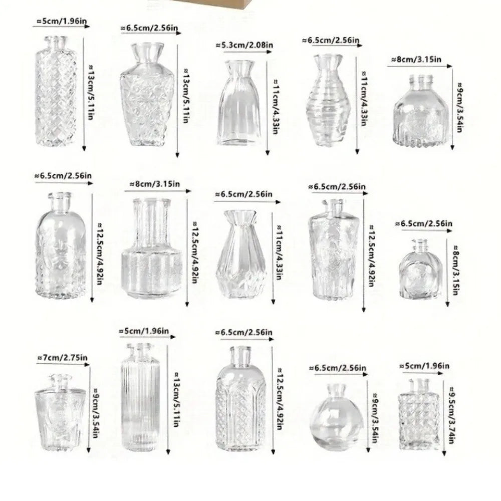 Set de mini vases en verre transparent, motif en relief (vue 6) - Nesty