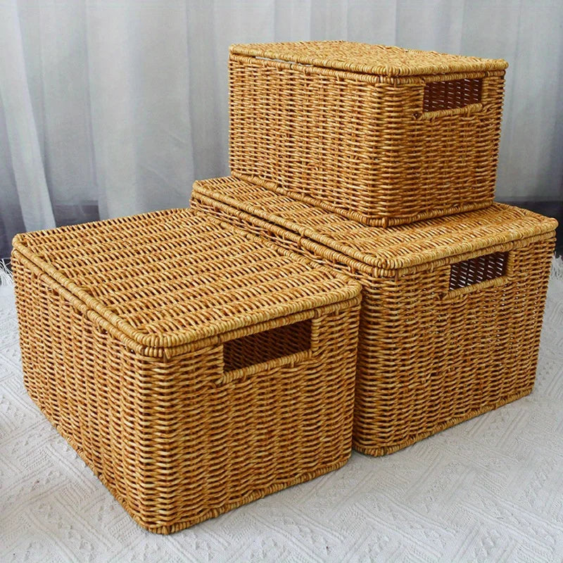 Panier de rangement tressé avec couvercle - Nesty (vue 1)
