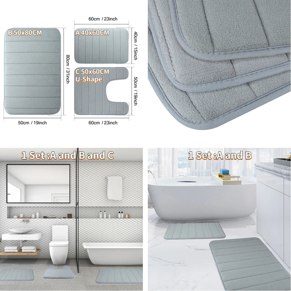 Tapis de bain en mousse à mémoire de forme — coton, très absorbant - Nesty (vue 3)