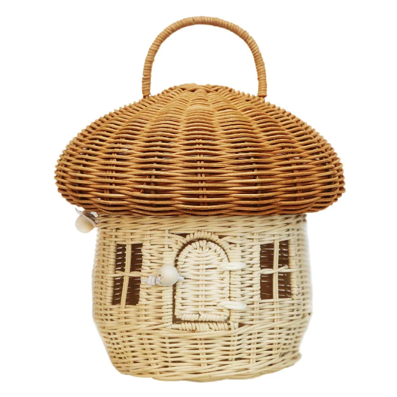 Panier tressé en bambou avec anse, rangement chambre enfant (vue 9) - Nesty