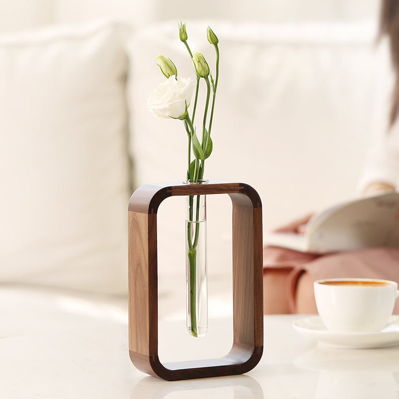 Vase soliflore en bois et verre Nesty - Disponible en 2 hauteurs (vue 5)