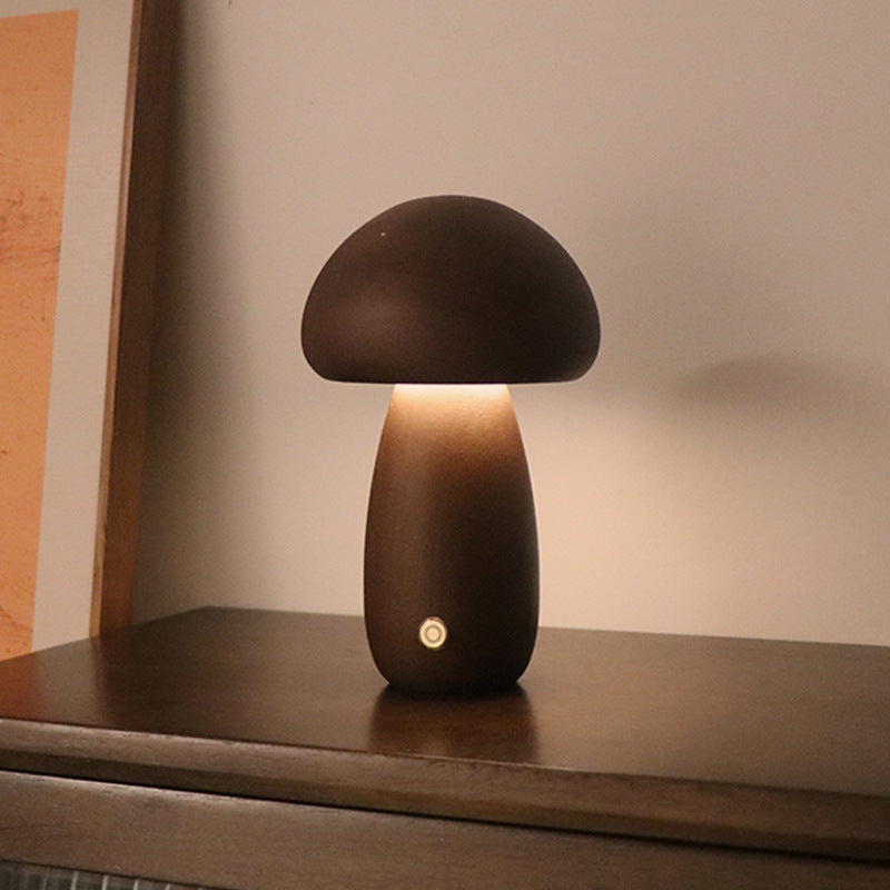 Lampe champignon LED en bois Nesty - Veilleuse chevet à touch switch (vue 5)