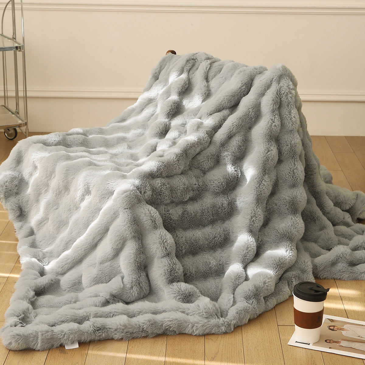 Plaid en velours rabbit Nesty - Couverture moelleuse - Tons doux (vue 17)