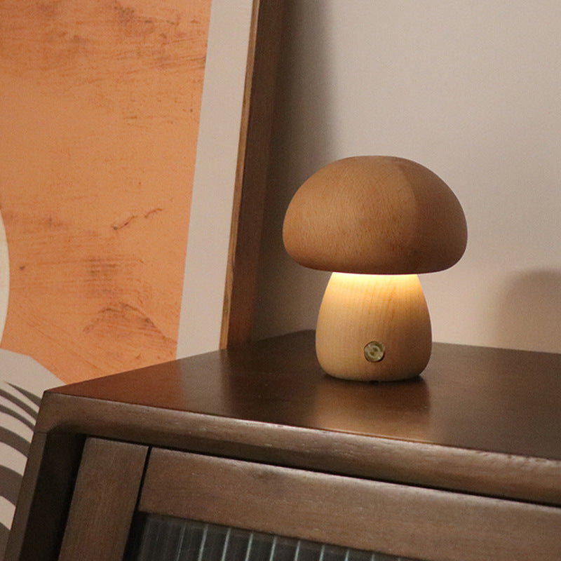 Lampe champignon LED en bois Nesty - Touch switch - Veilleuse chevet (vue 12)