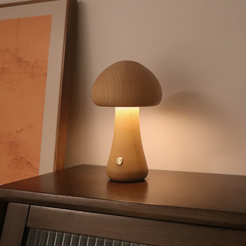 Lampe champignon LED en bois - Touch switch - Veilleuse chevet (vue 8) - Nesty